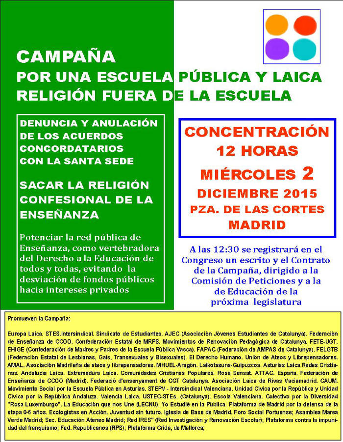 Concentracion congreso religion fuera escuela 2015 a