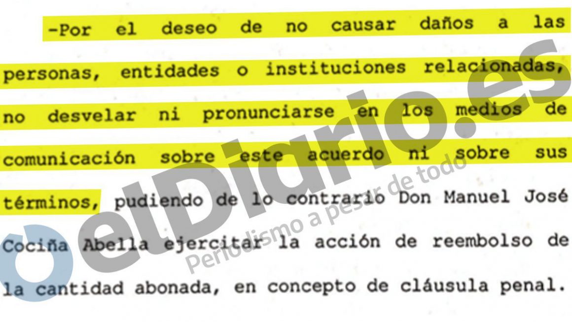 Cláusula de silencio del documento notarial firmada entre el cura abusador y la víctima.
