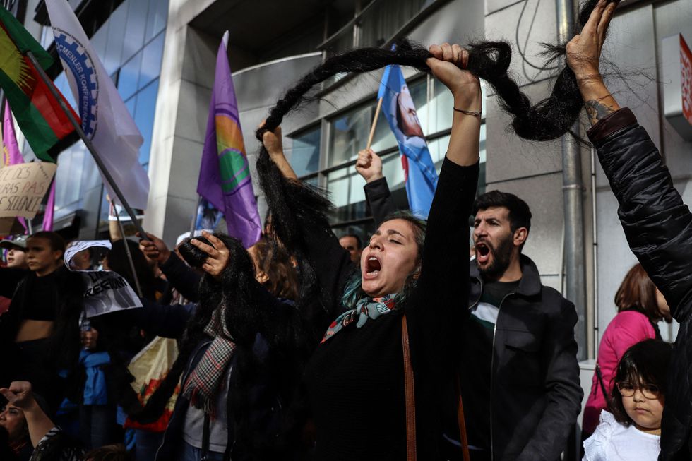 Manifestación el sábado en Bruselas en apoyo de las mujeres iraníes.VALERIA MONGELLI