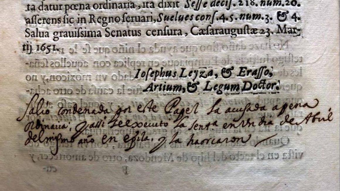 Impreso de 23 de marzo de 1651 con la repuesta del abogado José Leiza a la consulta del justicia de Épila, antes de ahorcar por bruja a María Vizcarreta. Dirección General del Libro y Fomento de la Lectura. / Biblioteca Pública del Estado en Huesca