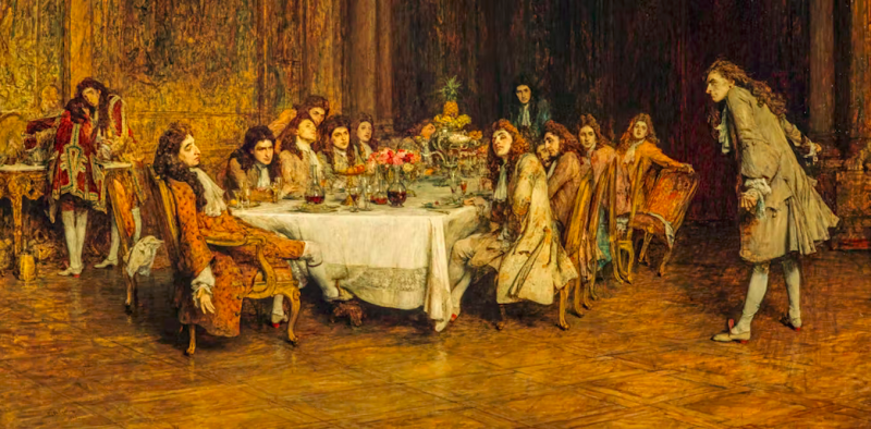 ‘Voltaire’, de William Quiller Orchardson, que muestra una disputa de Voltaire con el Duque de Rohan en una cena. National Galleries Scotland / Wikimedia Commons