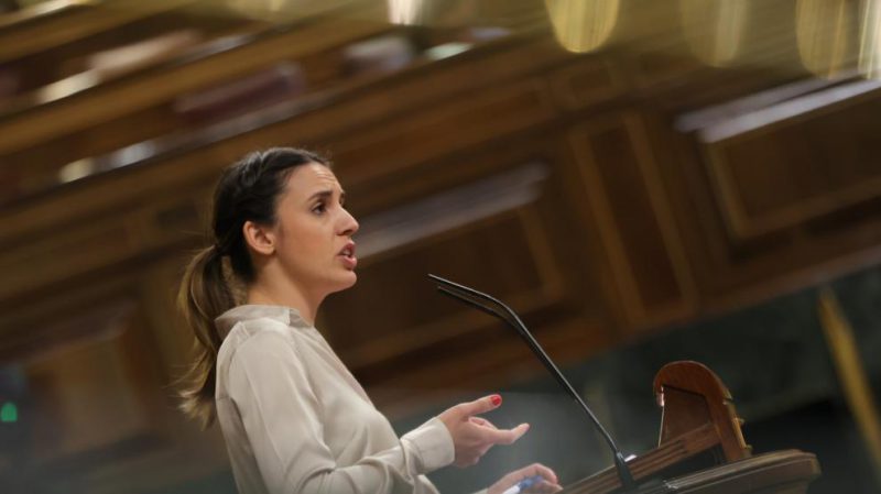 La ministra de Igualdad, Irene Montero, interviene durante una sesión plenaria en el Congreso de los Diputados.EUROPA PRESS