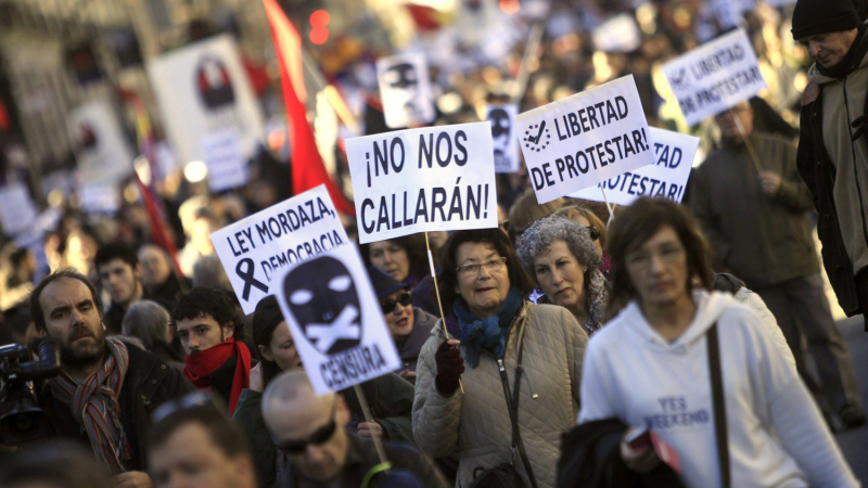 Manifestación en defensa de la libertad de expresión.