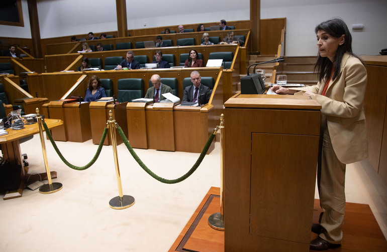 La consejera de Igualdad, Justicia y Políticas Sociales, Nerea Melgosa en un Pleno en el Parlamento Vasco / Foto: Irekia