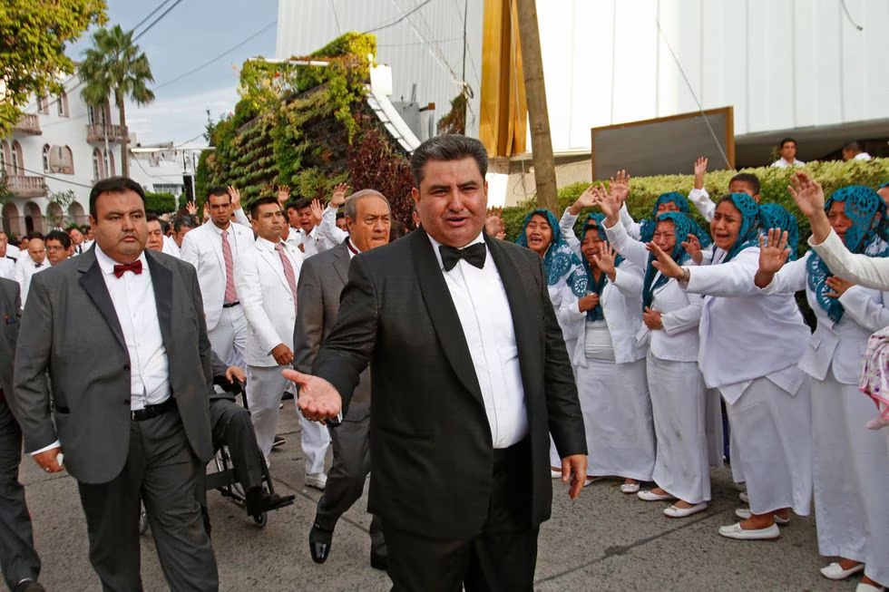 Naasón Joaquín García, líder de La Luz del Mundo, en la asamblea mundial de su iglesia, en Apizaco, México, en 2017.Cuartoscuro