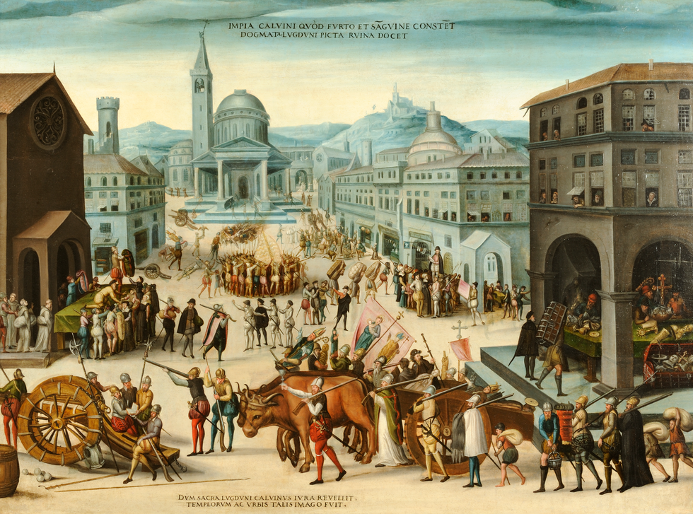 'Saqueo de Lyon por el barón des Adrets en 1562', pintura de la exposición 'El odio de los clanes', en el Museo del Ejército de París.Xavier SCHWEBEL