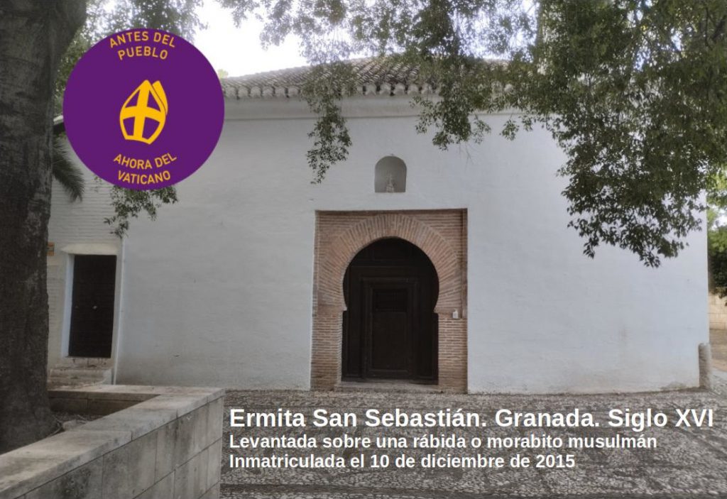 Fotografía de la ermita de San Sebastián en Granada etiquetada para la campaña de Recuperando: Antes del pueblo, ahora del Vaticano.