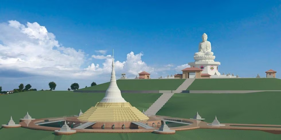 Maqueta del macrocomplejo budista en Cáceres, Extremadura.Fundación Lumbini Garden