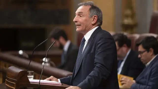 Enrique Santiago, diputado de Sumar y portavoz de IU en el Congreso, este martes.EFE