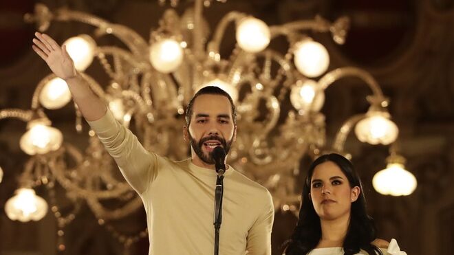 Nayib Bukele, tras proclamarse vencedor por segunda vez. EFE