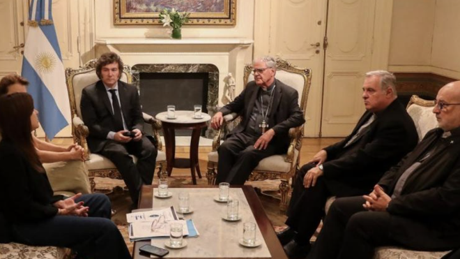 Milei, con los obispos argentinos. Presidencia de Argentina