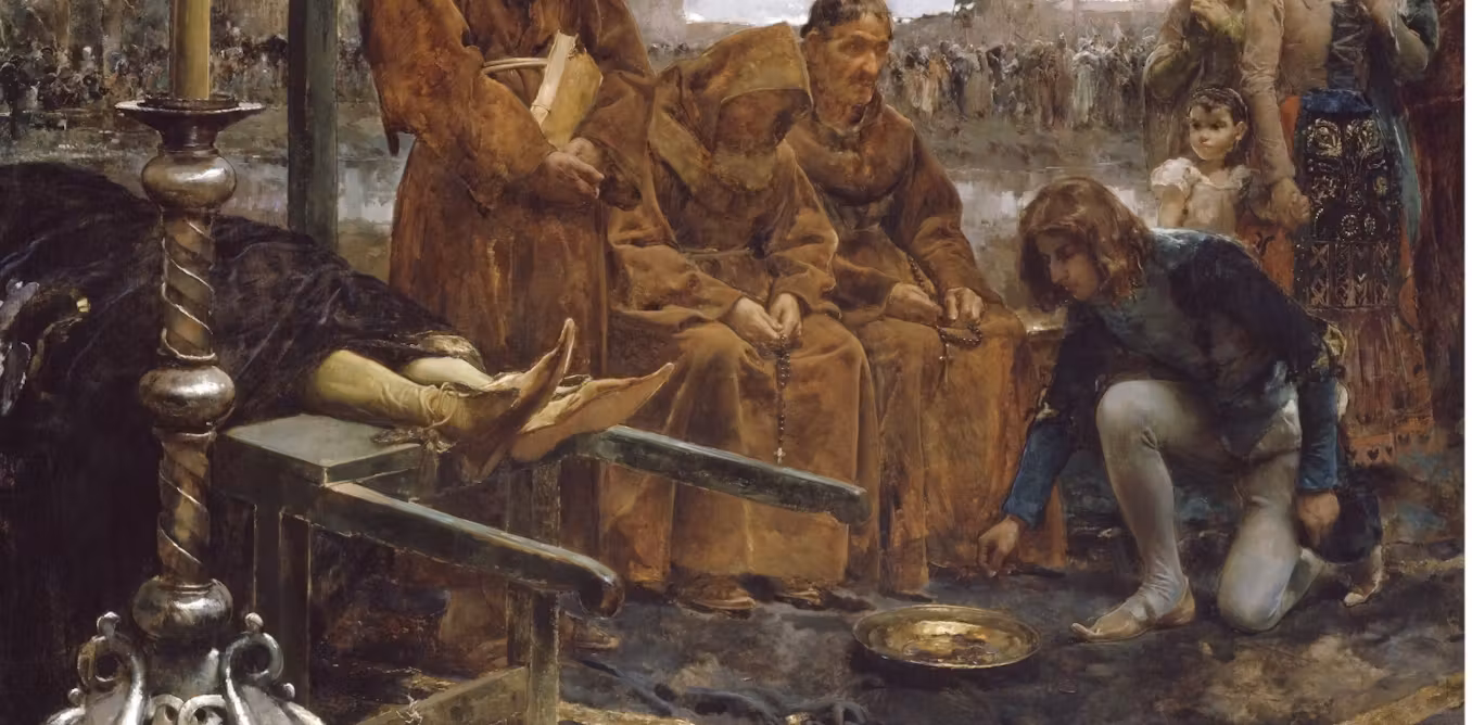 Fragmento de la pintura ‘Pedir limosna para enterrar a don Álvaro de Luna’, de Manuel Ramírez Ibáñez.