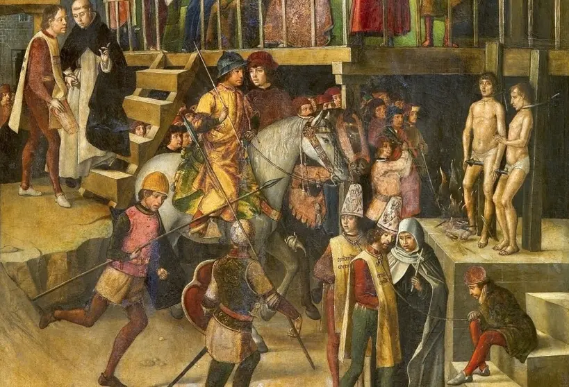 Cuadro de Pedro Berruguete titulado Auto de Fe presidido por Santo Domingo de Guzmán (c. 1495). Wikipedia.