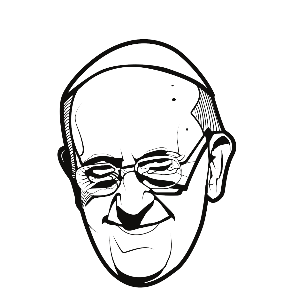 Blanco y negro retrato de Jorge Mario Bergoglio, Papa Francisco. Vector Portal