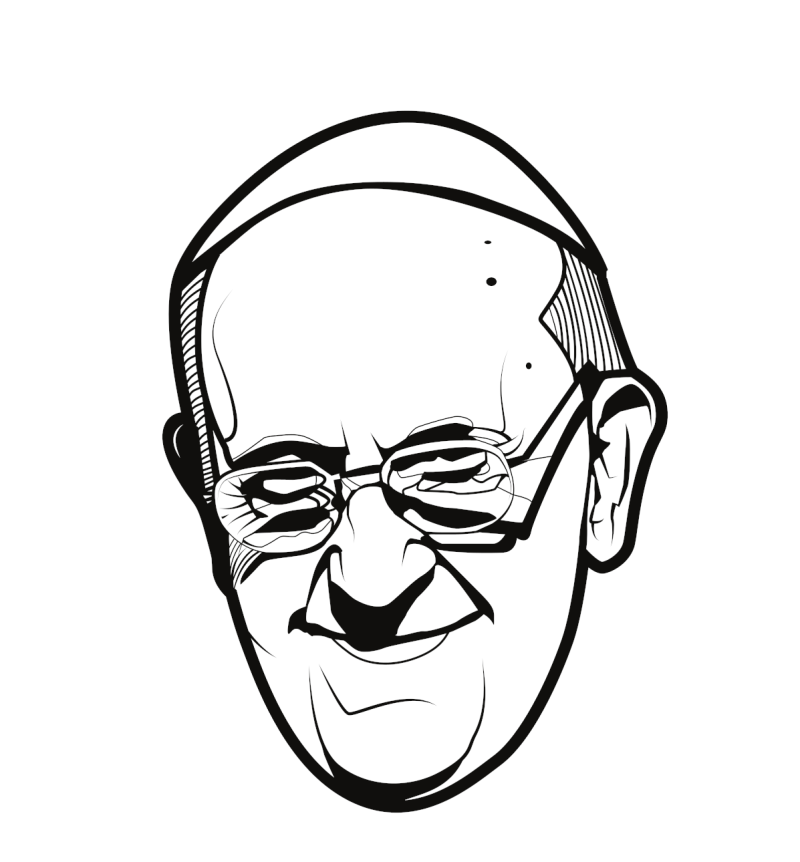 Blanco y negro retrato de Jorge Mario Bergoglio, Papa Francisco. Vector Portal