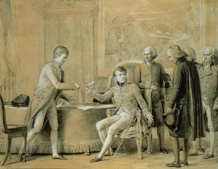 Firma del concordato entre Francia y la Santa Sede. De izquierda a derecha: José Bonaparte, Napoleón Bonaparte, Jean Portalis, el cardenal Spina, el conde d'Hauterive y Emmanuel Crétet. (Wikipedia).