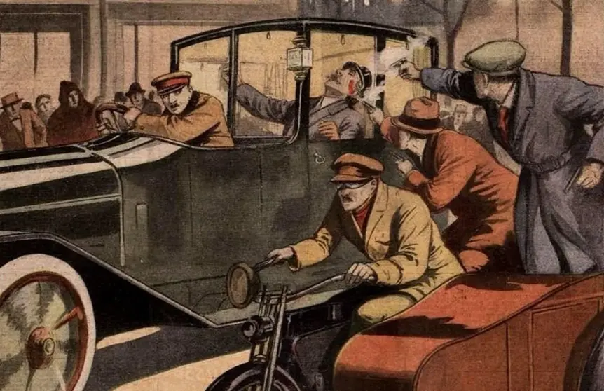 Portada de Le Petit Journal con ilustración a página completa de la recreación del momento del asesinato del presidente Dato.