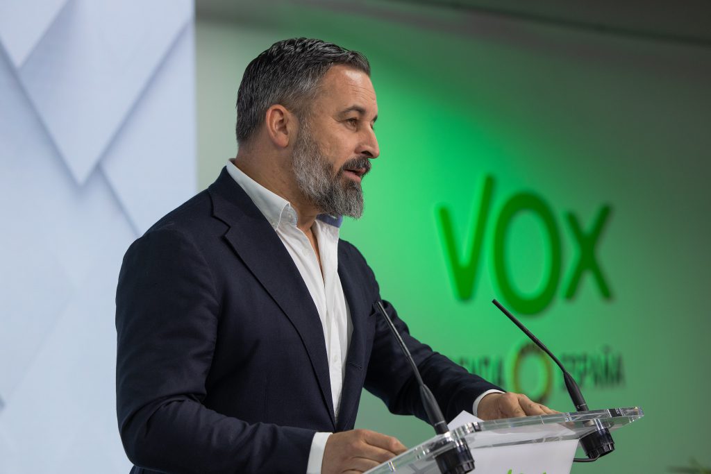 Rueda de prensa de Santiago Abascal Sede Nacional de vox