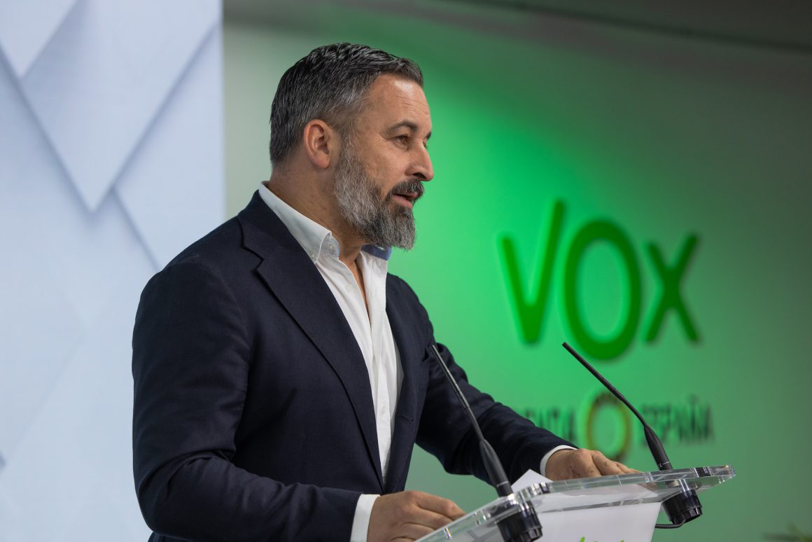 Rueda de prensa de Santiago Abascal Sede Nacional de vox
