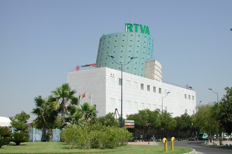 Edificio de la sede central de la RTVA en Sevilla ubicado en la isla de la Cartuja