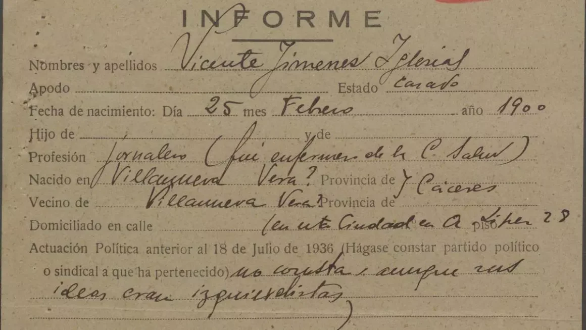Ejemplo de Expediente de depuración de empleados públicos de la Diputación de Cáceres por el franquismo elDiarioex