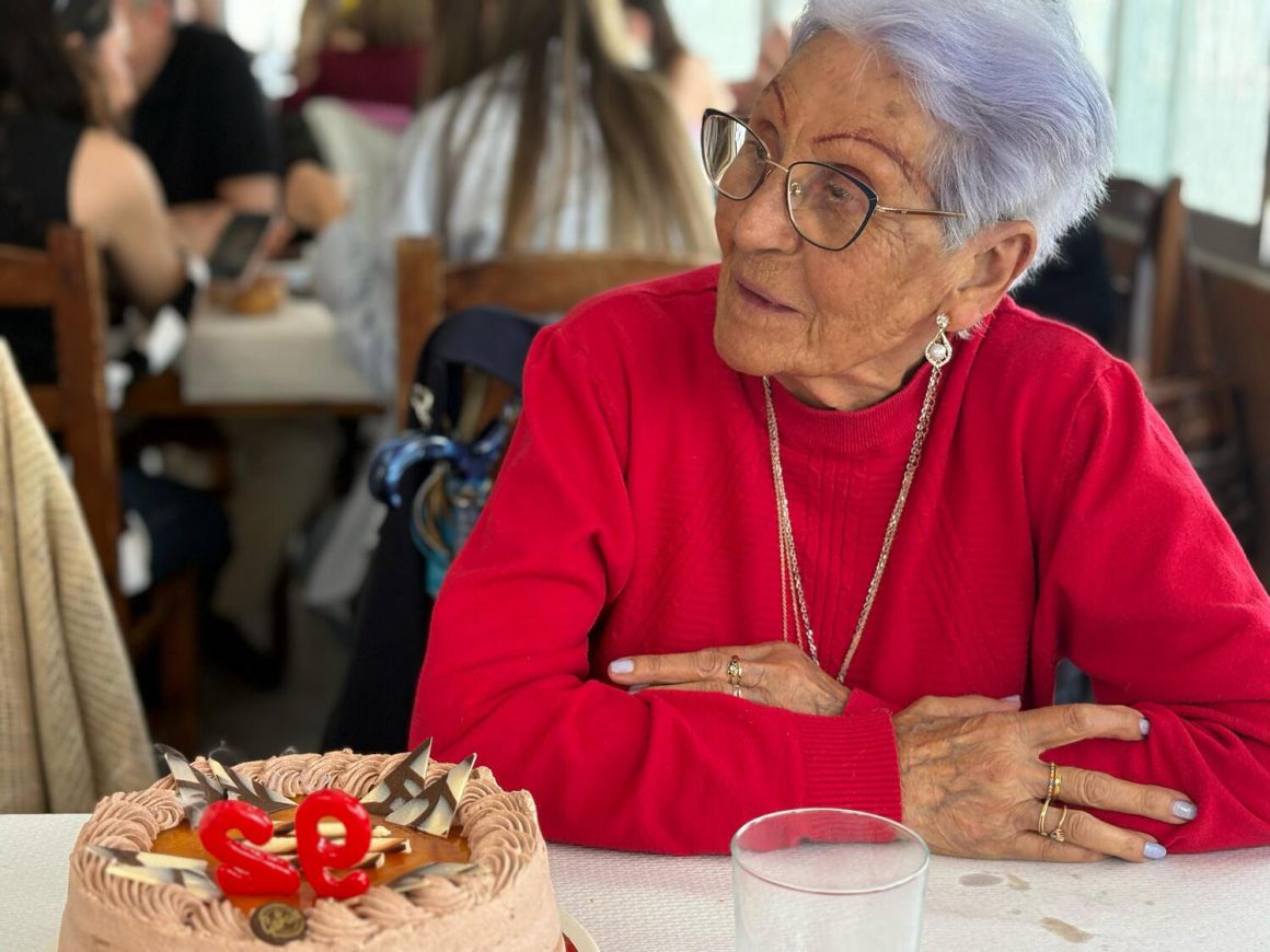 Paquita, en la celebración de su 92 cumpleaños en abril de este año Foto: Ainoha J. Vilató